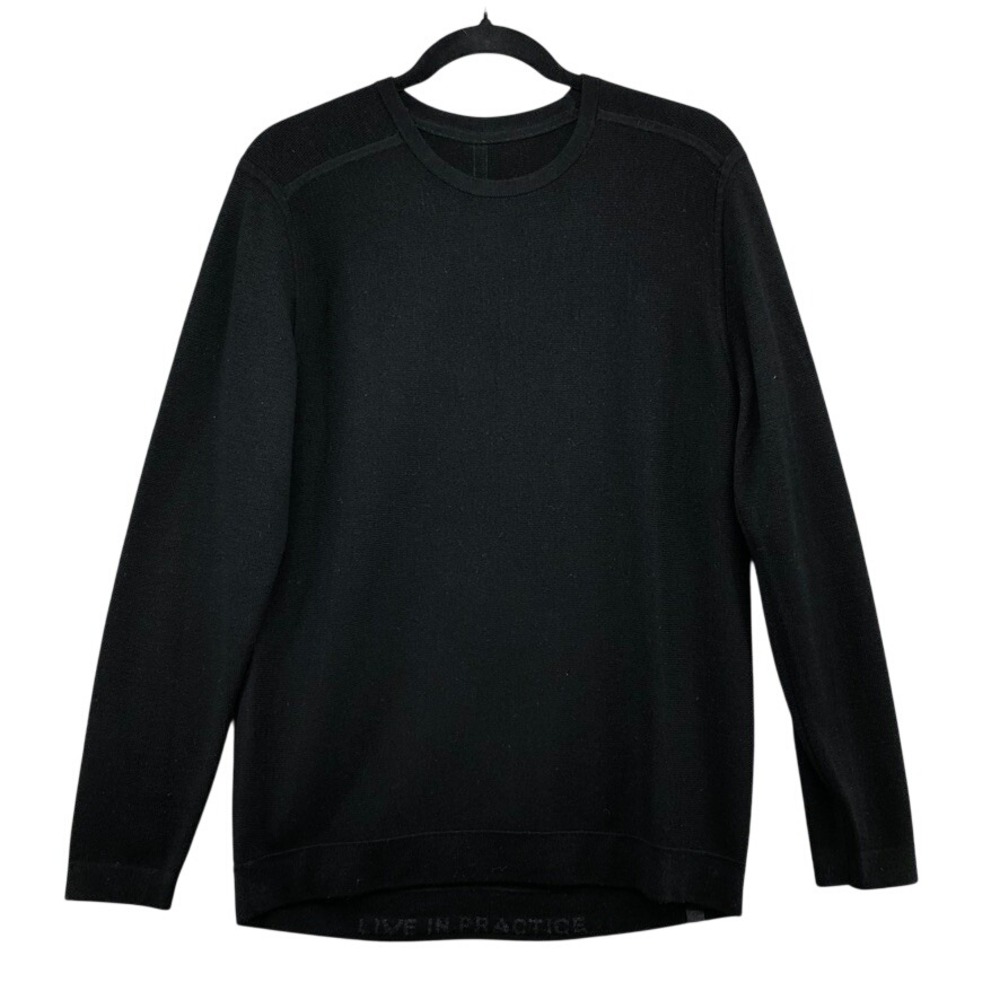 Lululemon Sweater Mens Black 100% Merino Wool Crewneck Long Sleeve Activewear